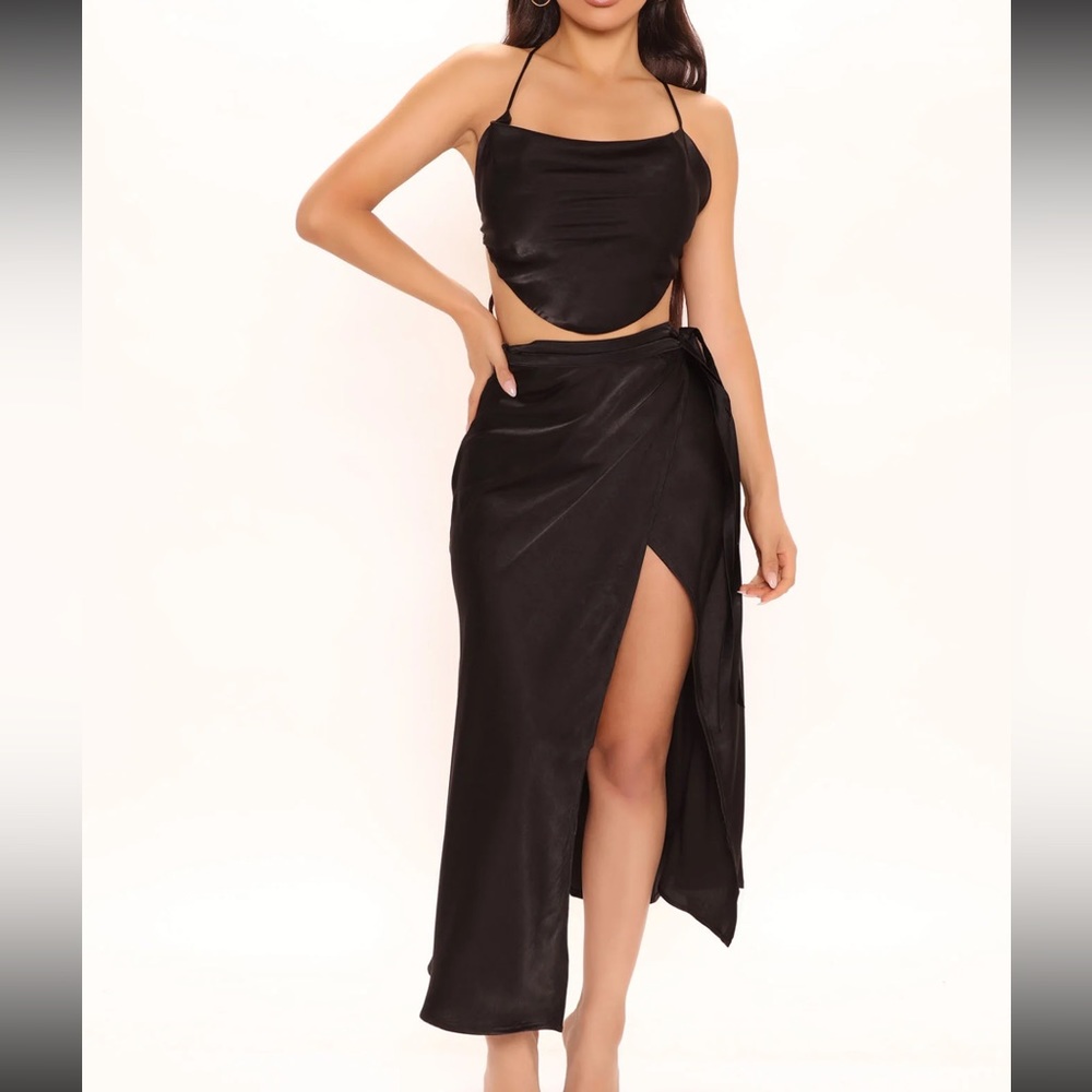 Two piece satin fashion nova set